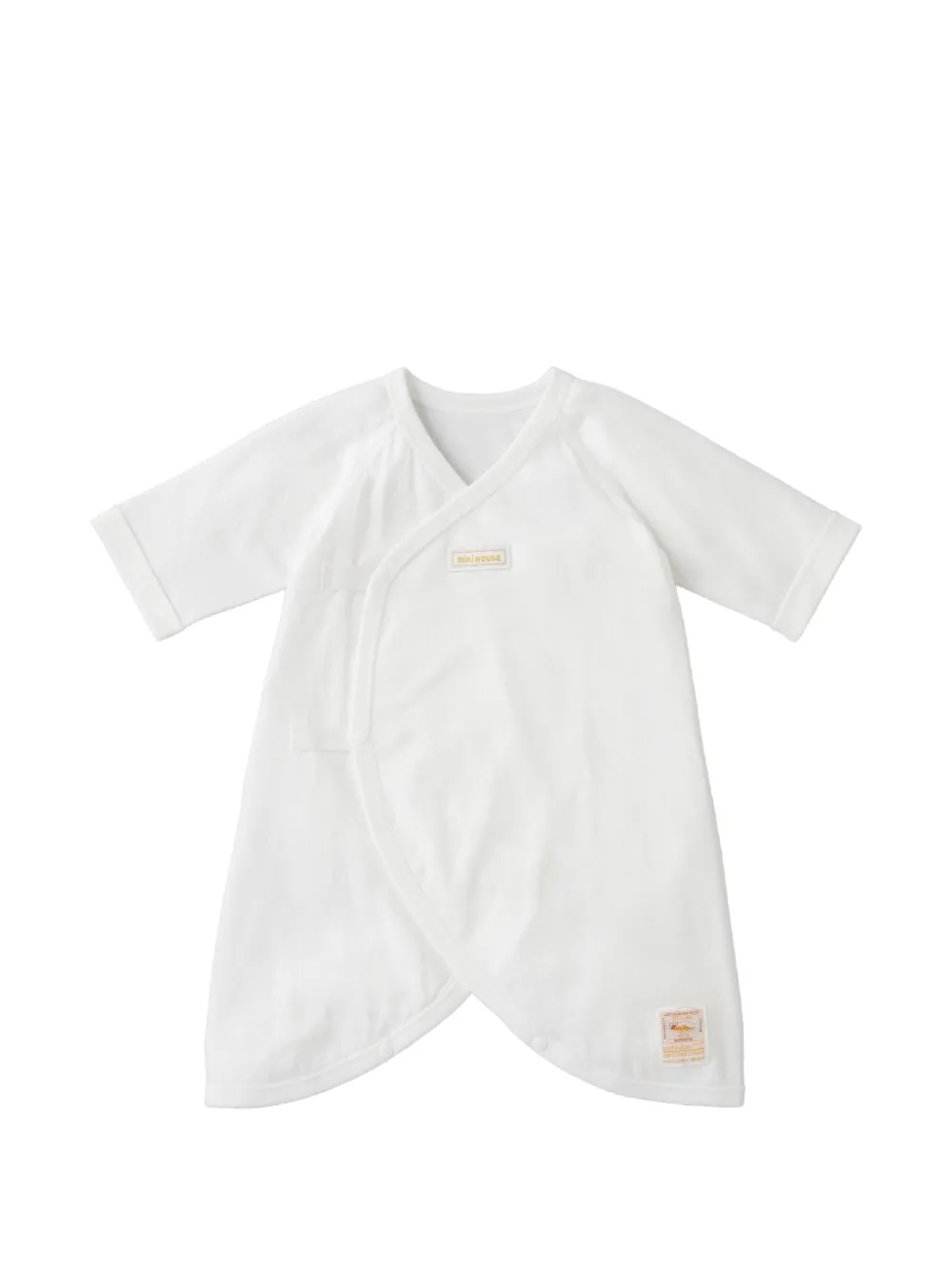 Miki House wrap-style long-sleeve romper - Bianco