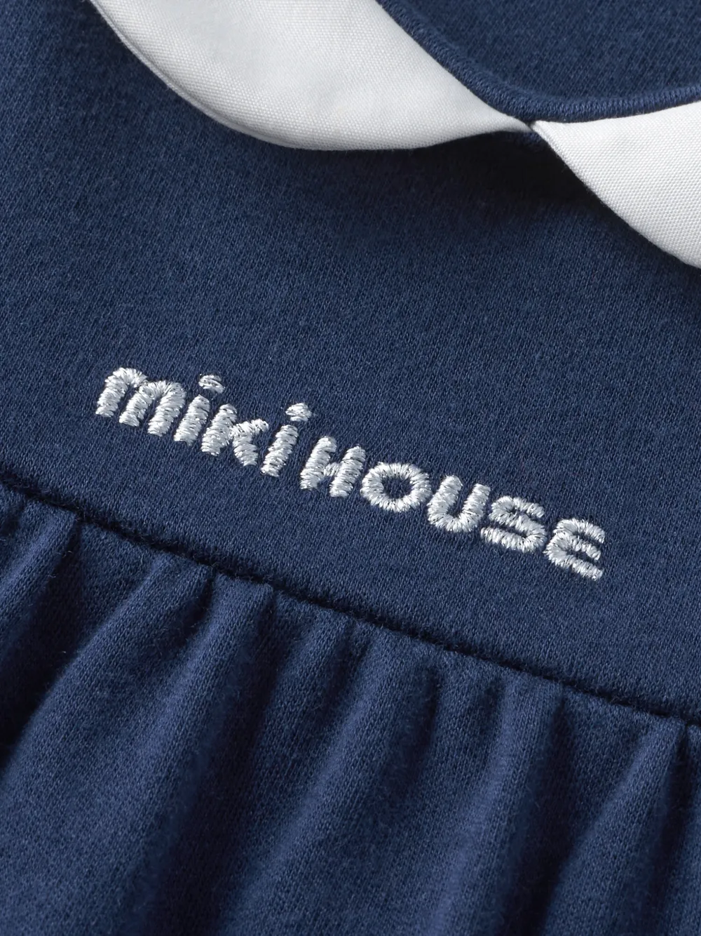 Miki House Overall met Peter Pan kraag en borduurwerk Blauw
