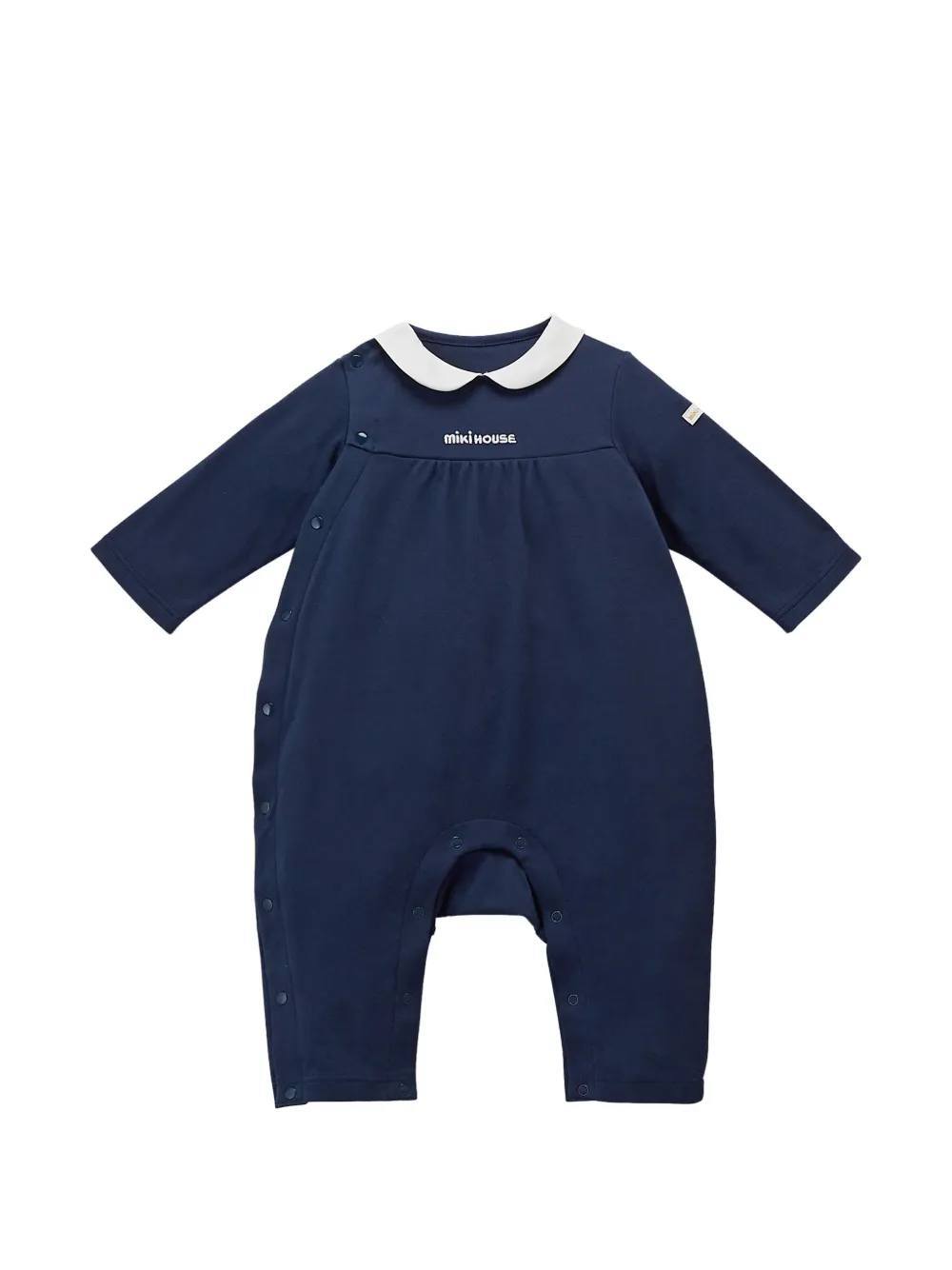 Miki House Peter Pan-collar embroidered coverall - Blu