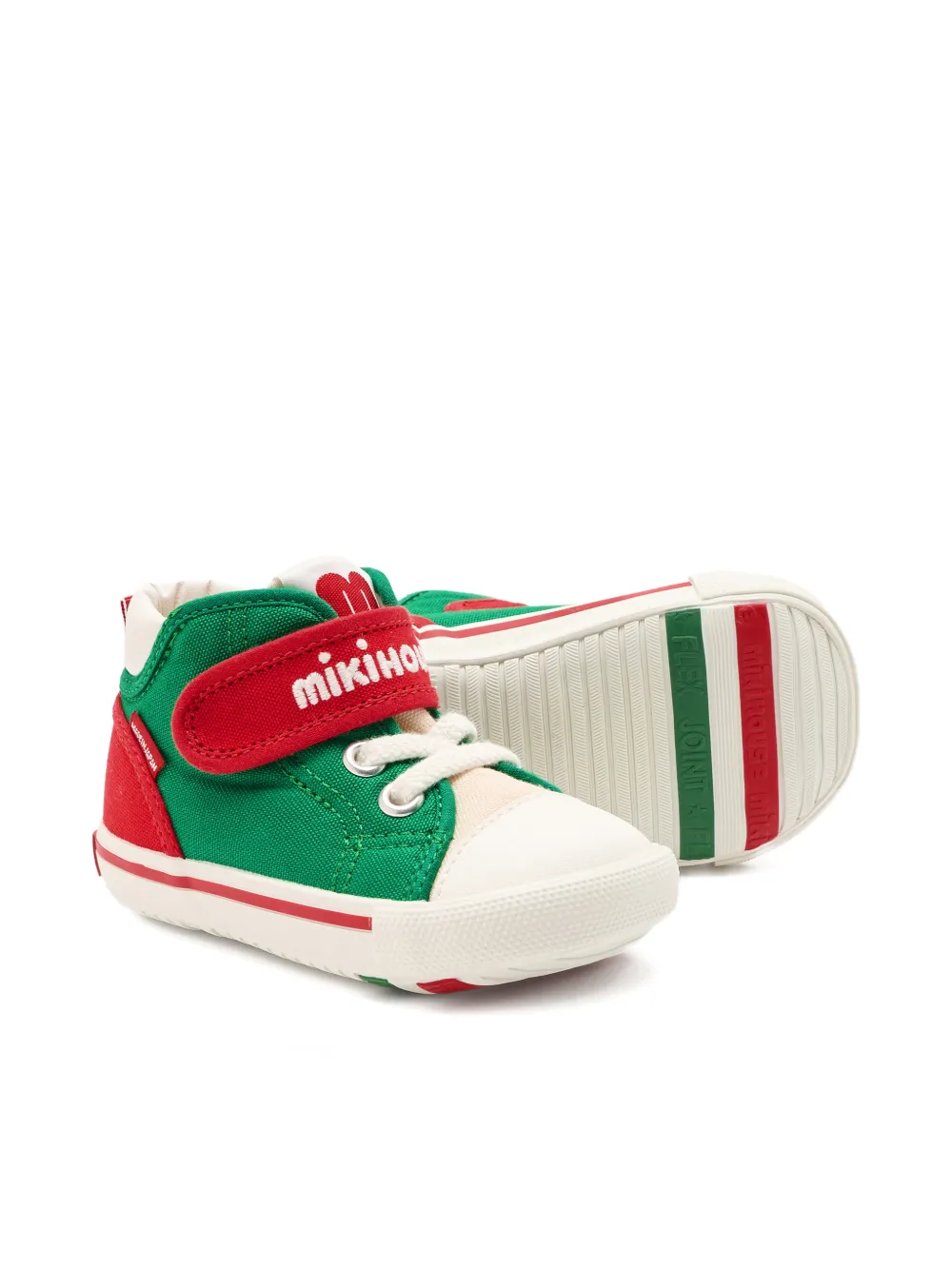 Miki House touch-strap high-top sneakers Groen