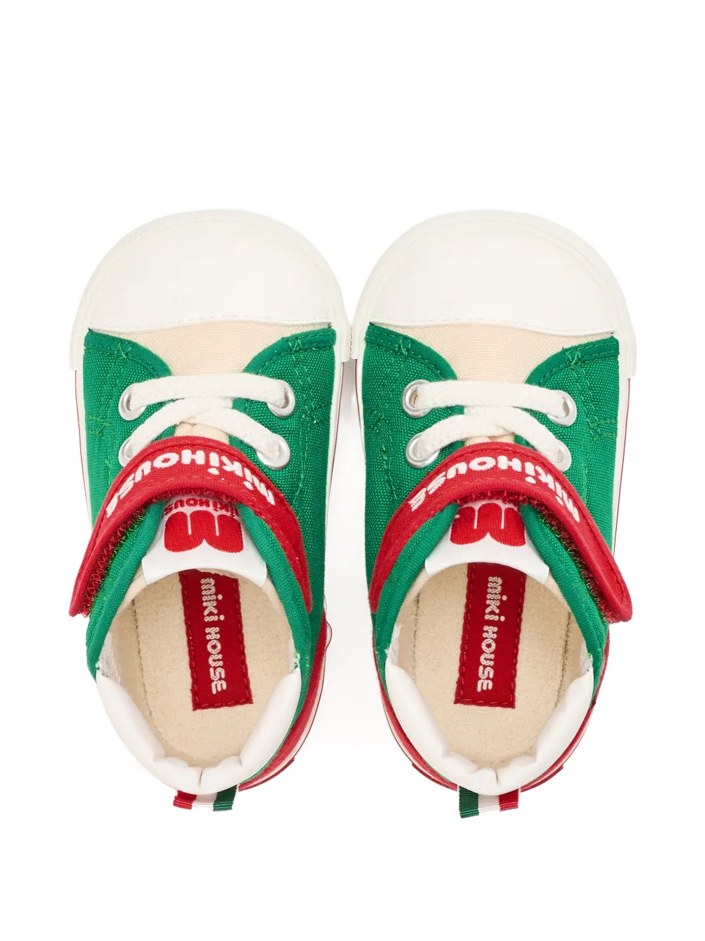 Miki House touch-strap high-top sneakers Groen