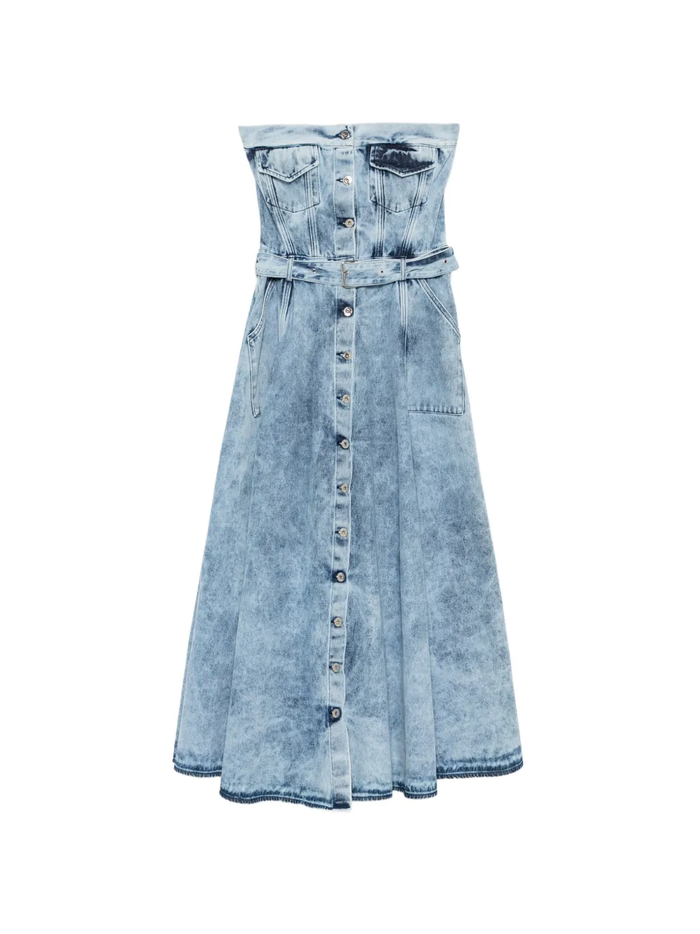 Marques'Almeida belted strapless midi dress - Blu