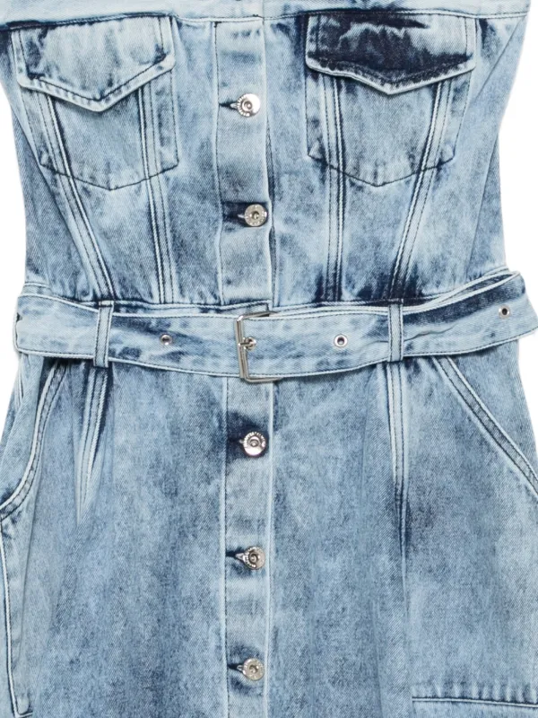 marques almeida denim dress Marques Almeida Denim Frayed Flared Asymmetrical Dress *RARE*