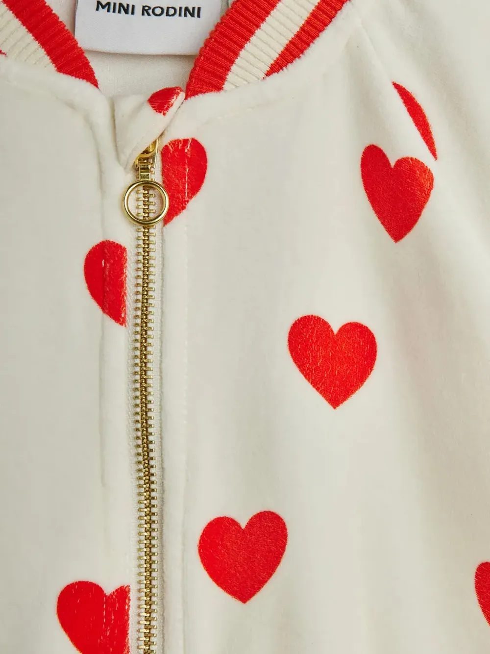 Mini Rodini heart-print bomber jacket Beige