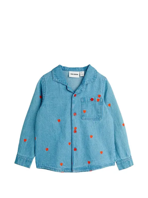 Mini Rodini heart-embroidered denim shirt