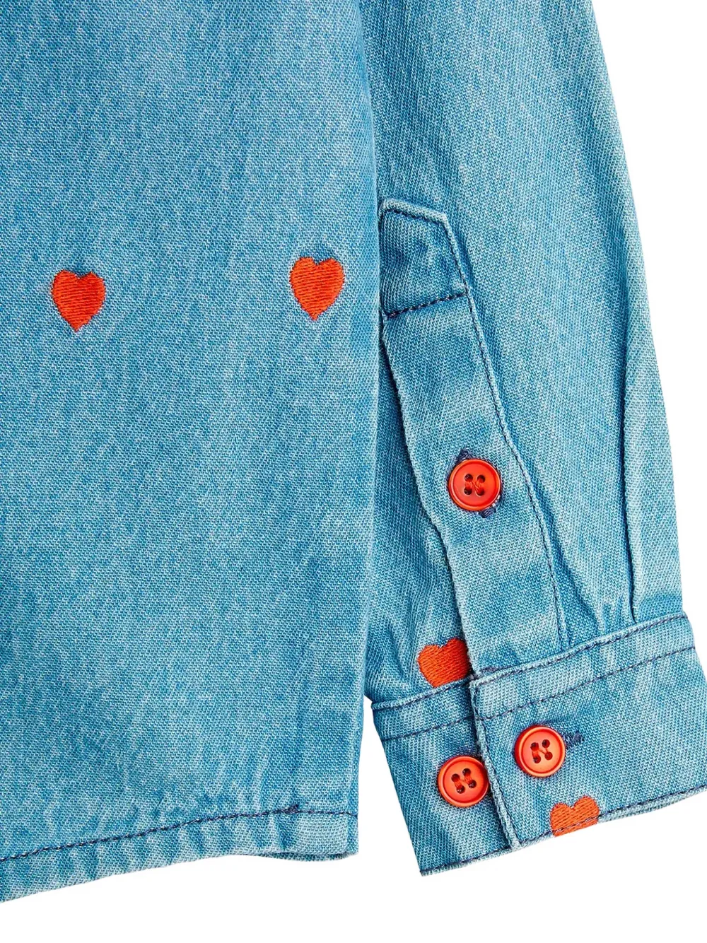 Mini Rodini Denim shirt met geborduurd hart Blauw