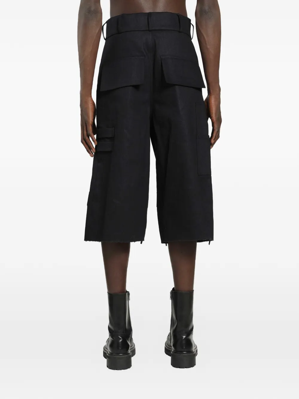BRYAN JIMENÈZ Bunker shorts met geplooid detail Zwart