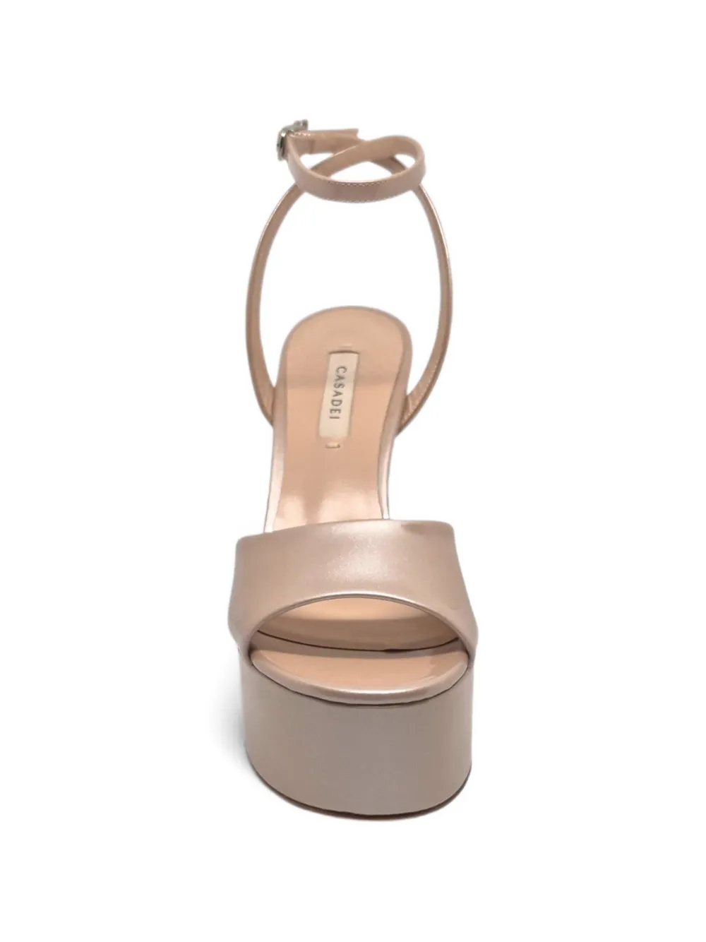 Casadei Patty patent-finish platform sandals Beige