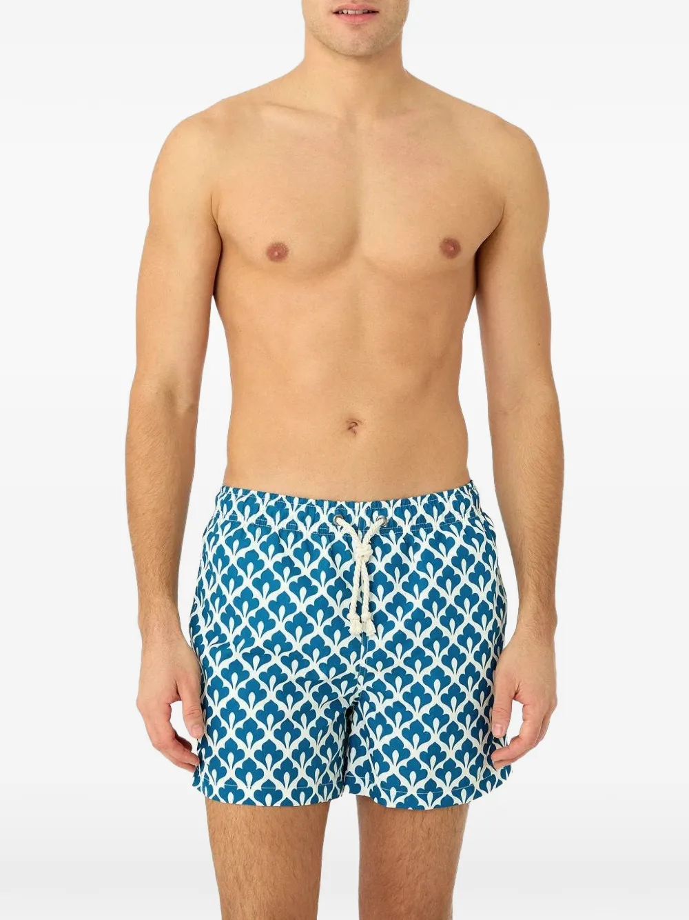GASSA D AMANTE San Rema zwembroek met geometrische print en trekkoord Blauw