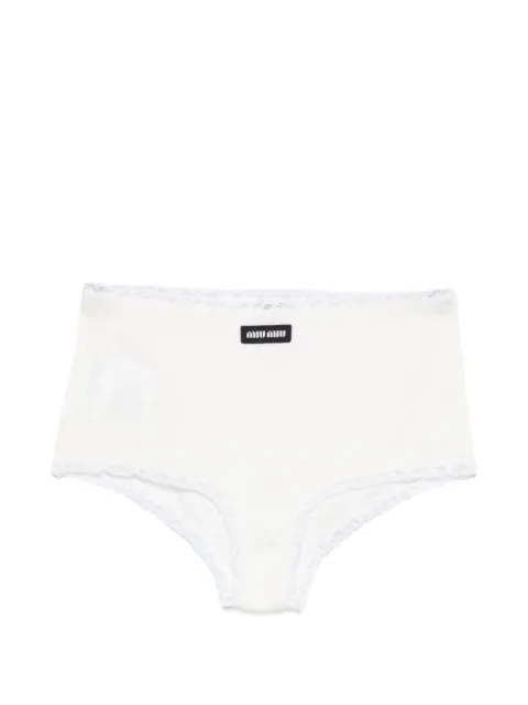 Miu Miu logo-patch lace-trim cotton briefs