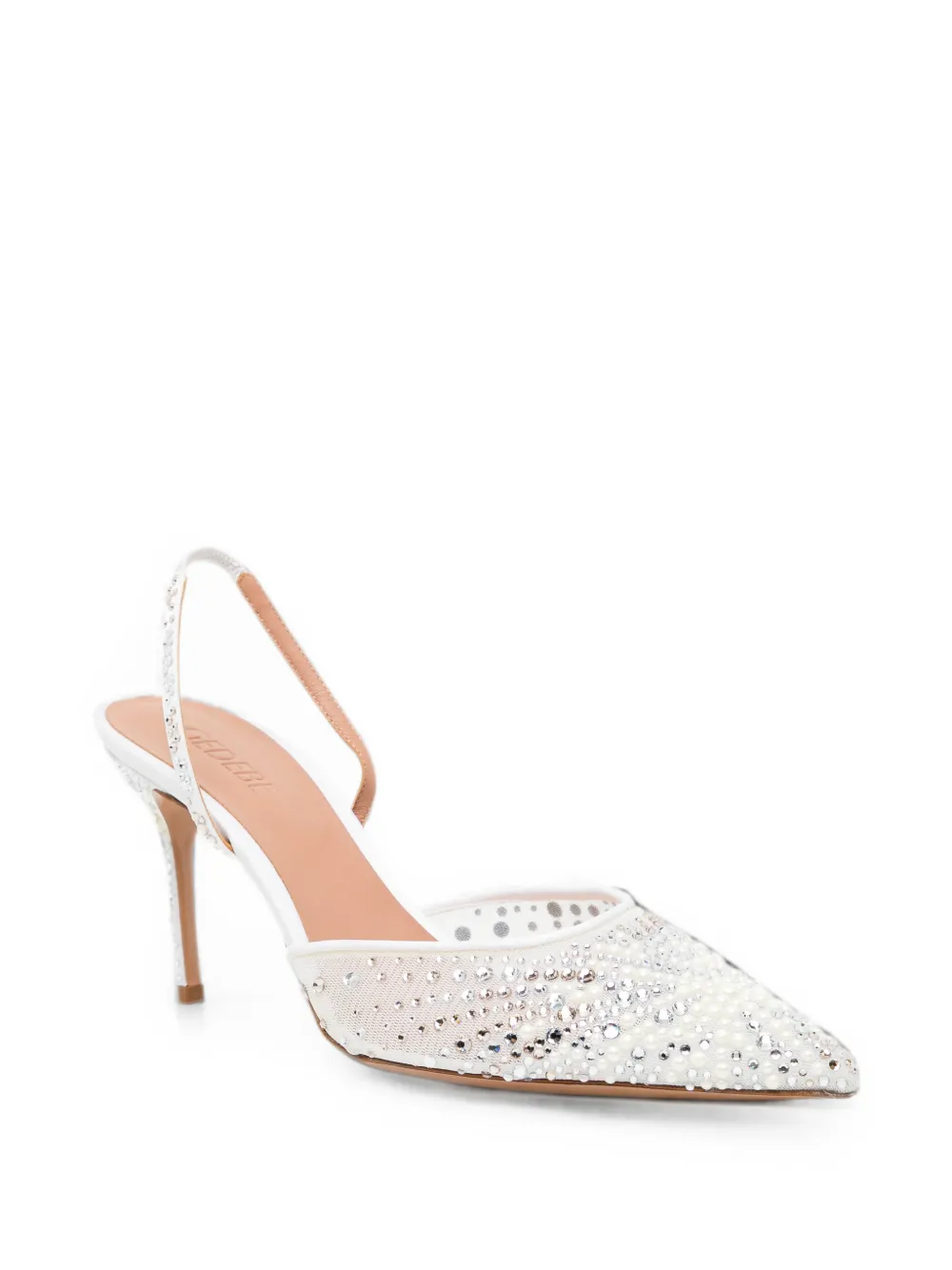 Gedebe 85 mm mesh pumps verfraaid met kristallen Wit