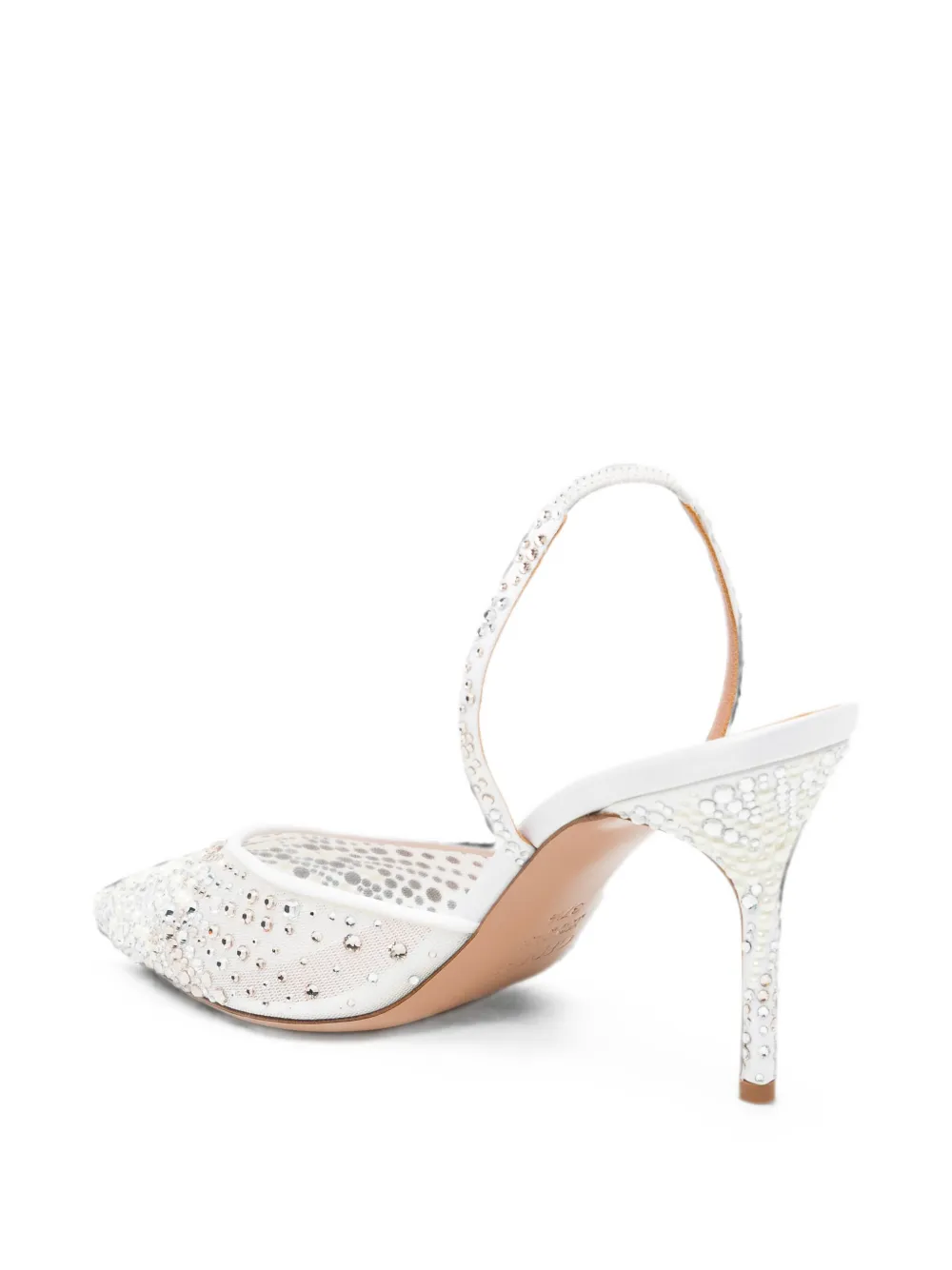 Gedebe 85 mm mesh pumps verfraaid met kristallen Wit