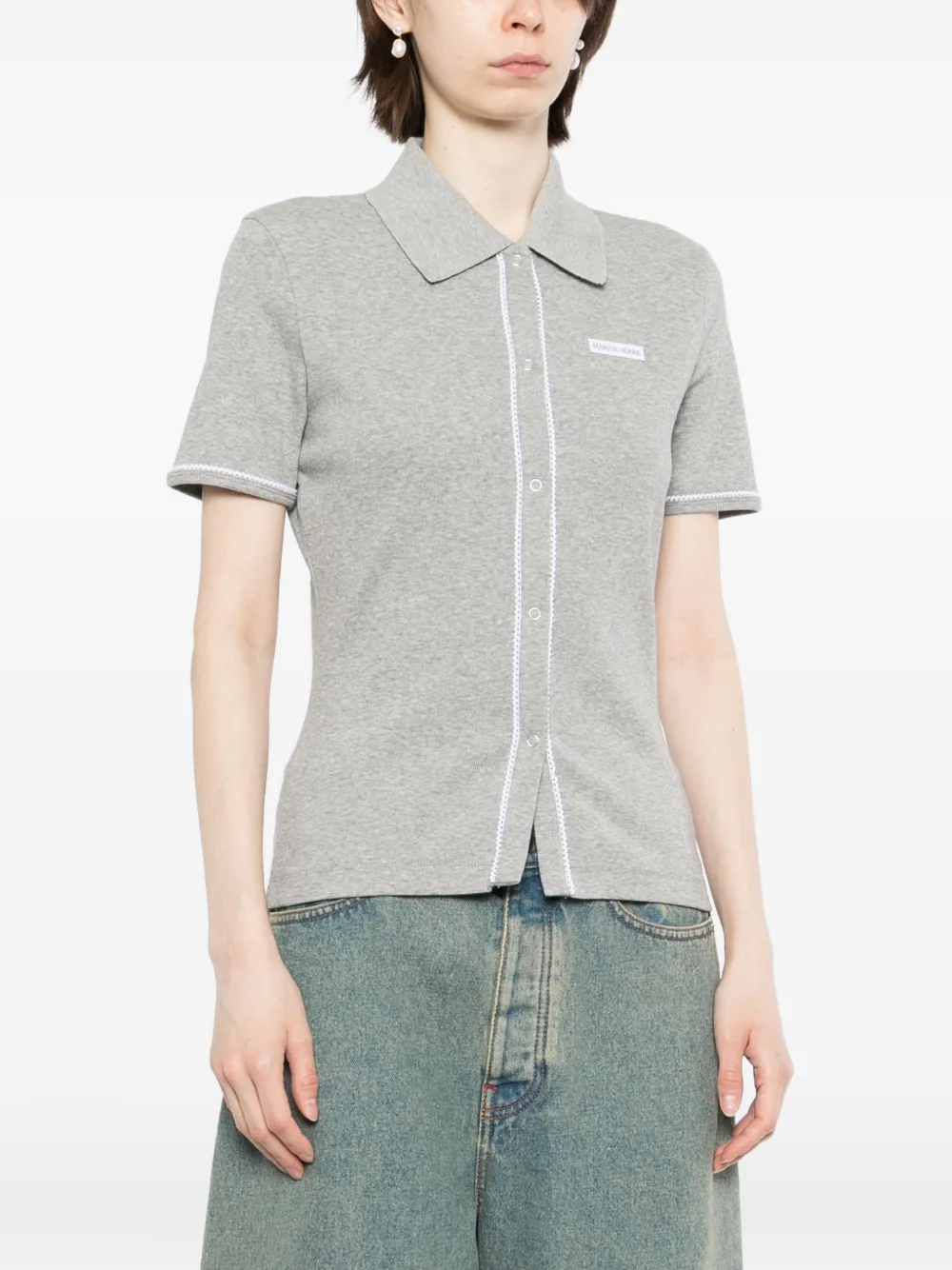 Marine Serre Geribbeld jersey poloshirt Grijs