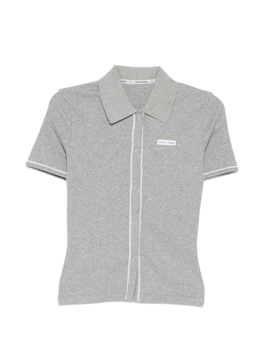 Marine Serre ribbeb jersey polo shirt - Grigio