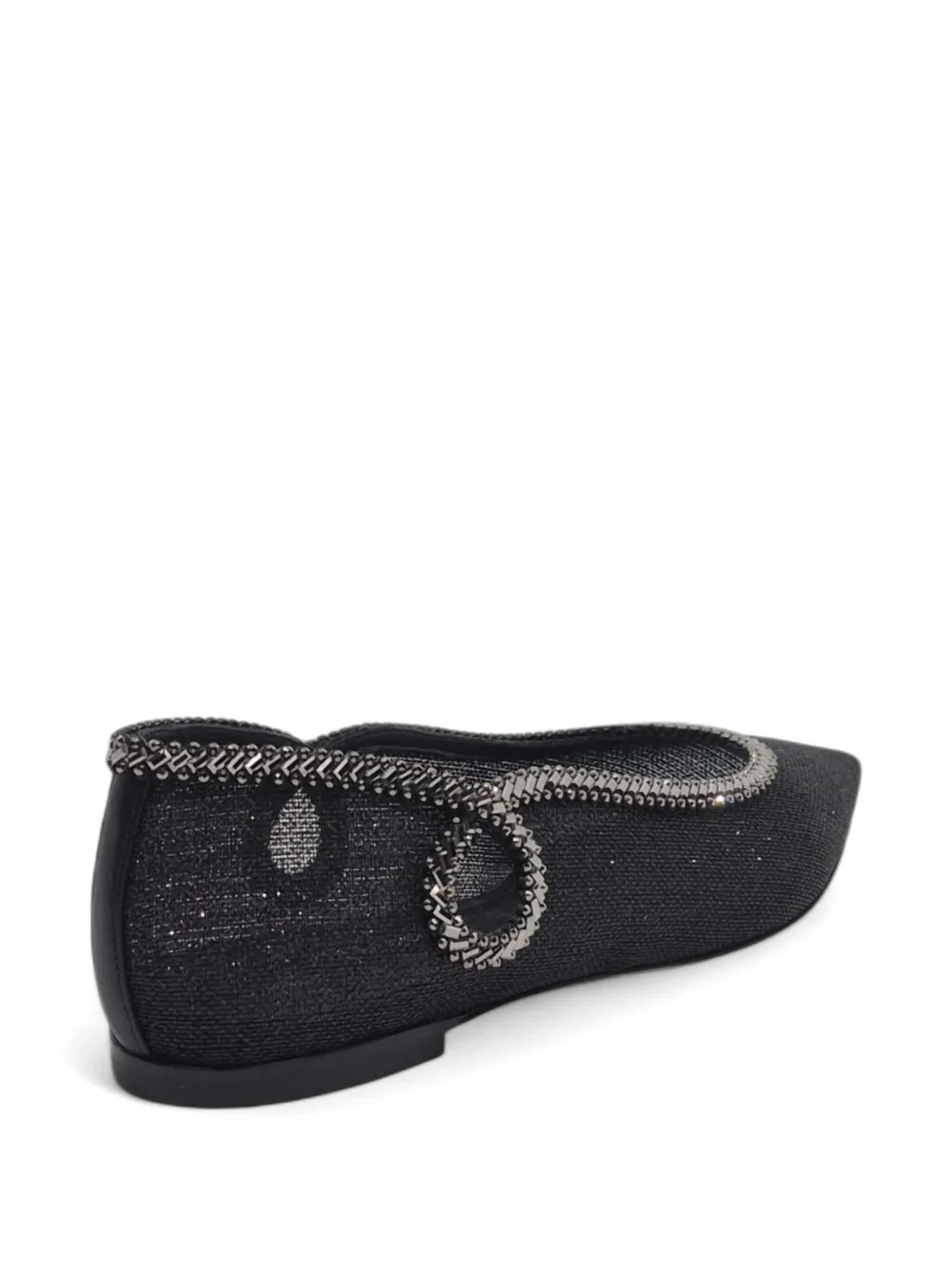 Casadei Josephine ballerina's met puntige neus en ketting afwerking Zwart