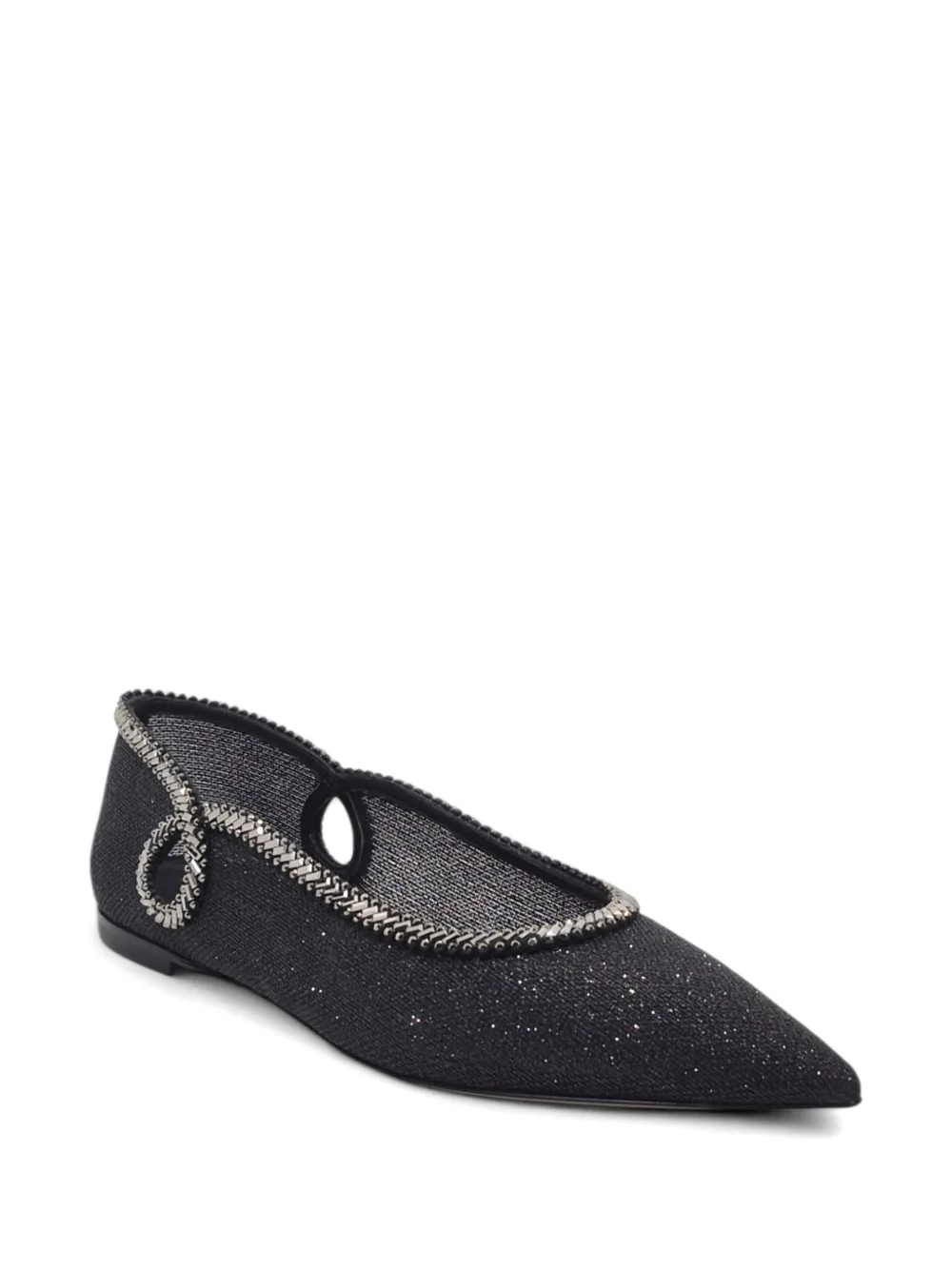 Casadei Josephine ballerina's met puntige neus en ketting afwerking Zwart