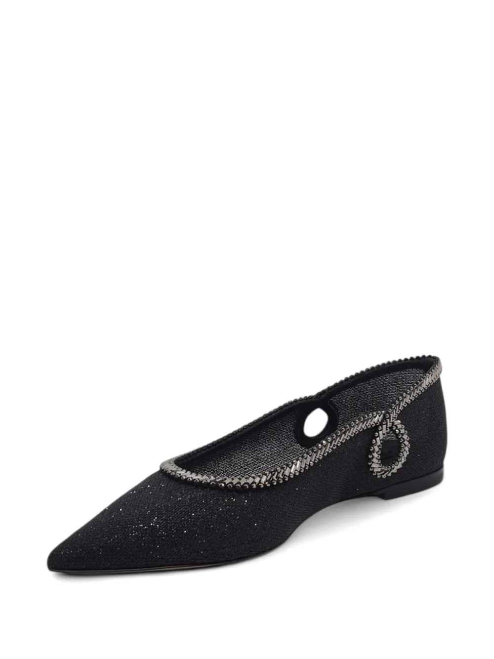 Casadei Josephine ballerina's met puntige neus en ketting afwerking Zwart