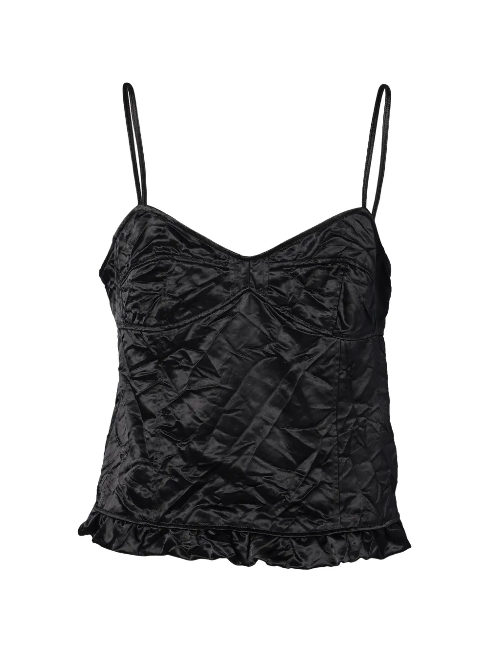 MERYLL ROGGE ruffle-hem slip top - Nero