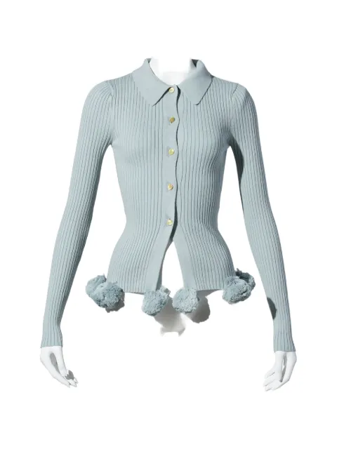Conner Ives pom-pom ribbed-knit cardigan