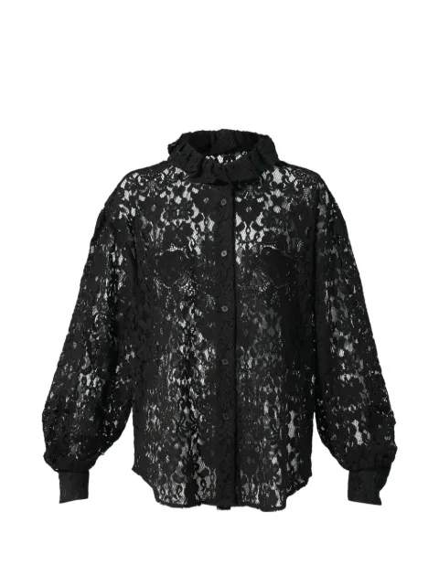 pushBUTTON ruffled-collar lace blouse