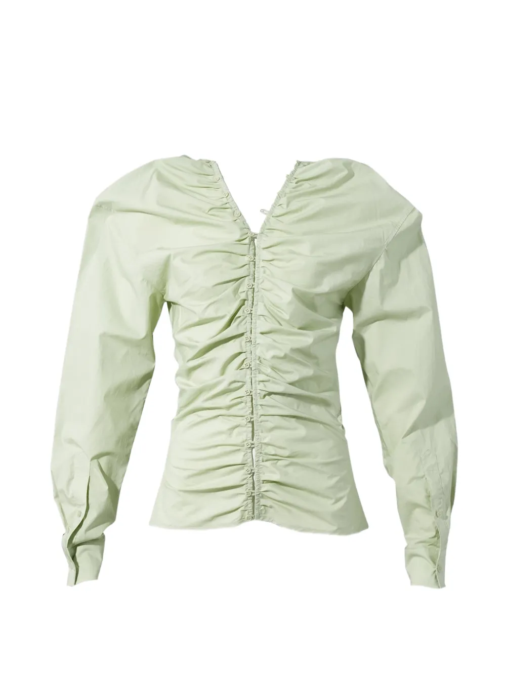 pushBUTTON ruched button-up shirt - Grün