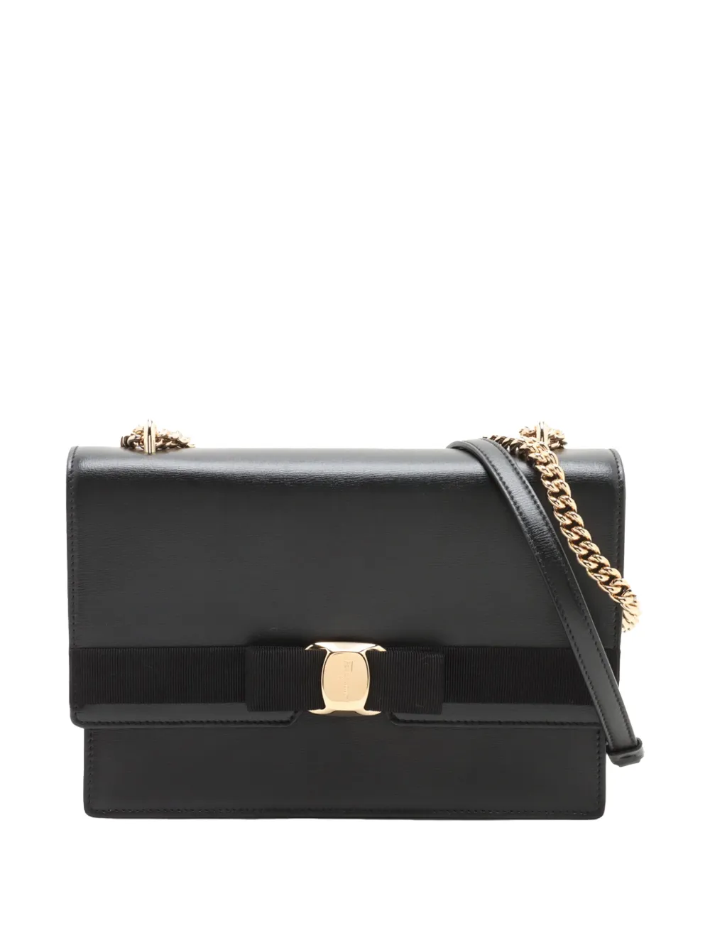 Ferragamo Pre-Owned 2000-2026 Leather Vara Bow Chain crossbody bag - Nero