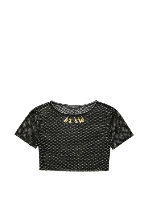 Philipp Plein mesh cropped top crystal-charms 