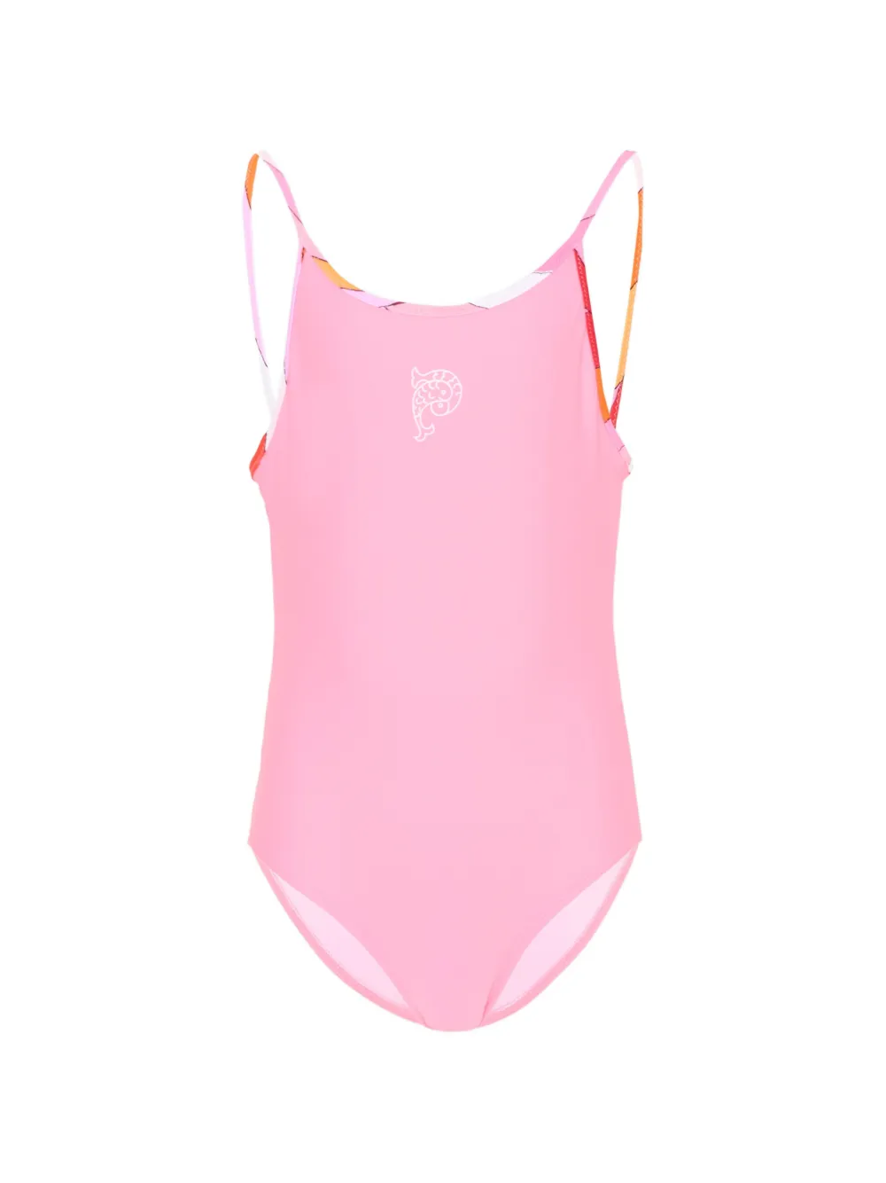 PUCCI Junior logo-print Marmo-trim swimsuit - Rosa