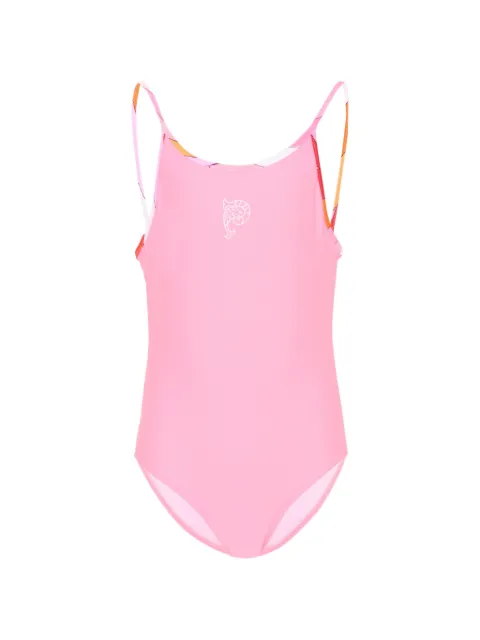 PUCCI Junior logo-print Marmo-trim swimsuit
