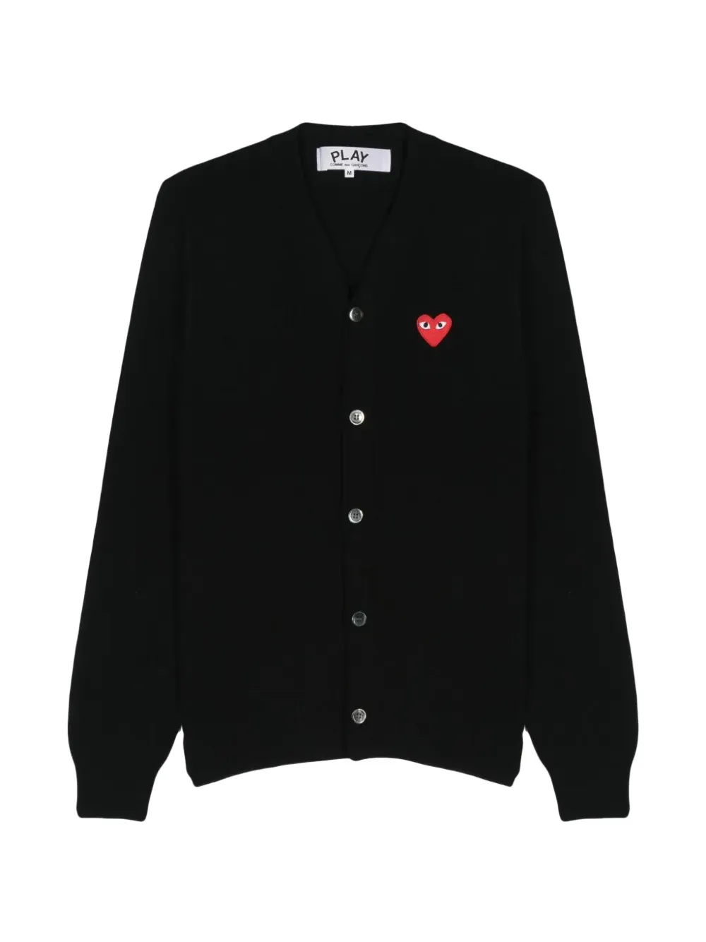 Comme Des Garçons heart-patch V-neck cardigan - Black