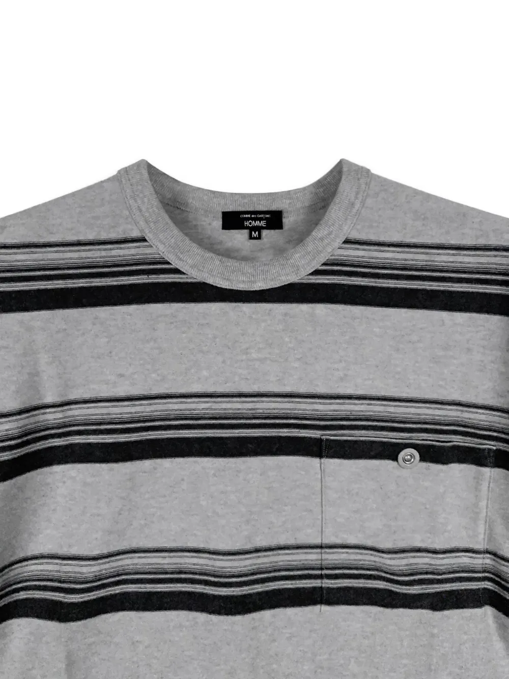 Comme des Garçons Homme Gestreept T-shirt met borstzak Grijs