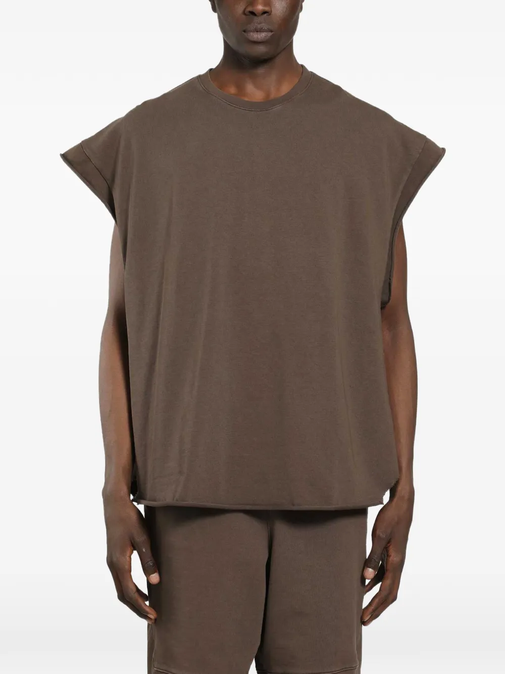 Roadless raw-edge sleeveless T-shirt - Braun
