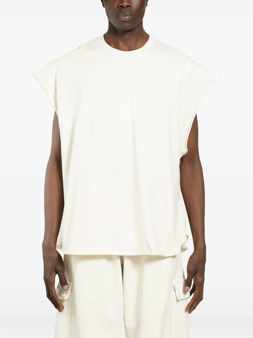 Roadless sleeveless raw-cut T-shirt - Nude