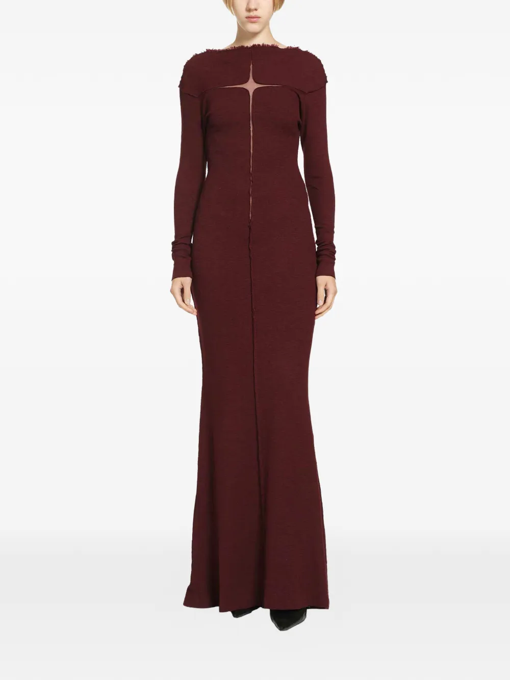 DAISY slubbed-rib maxi dress - Rosso