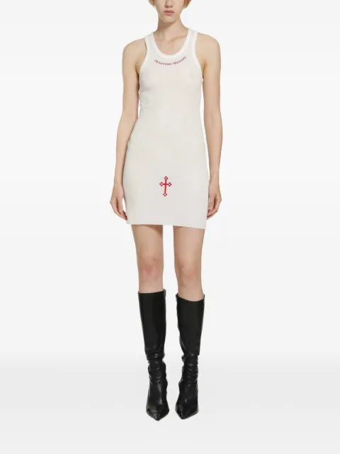 DAISY embroidered ribbed mini dress