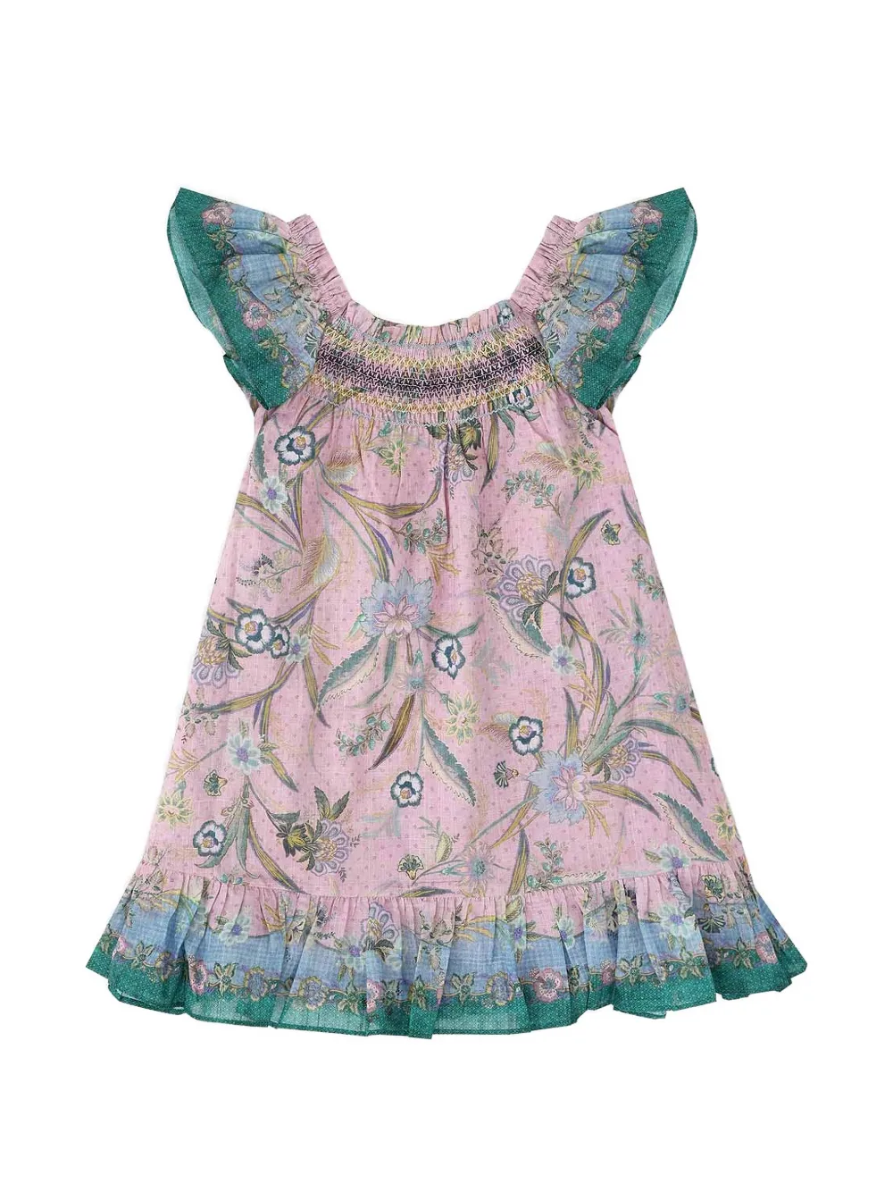 ZIMMERMANN Kids Indra smocked-ruffled casual dress - Pink
