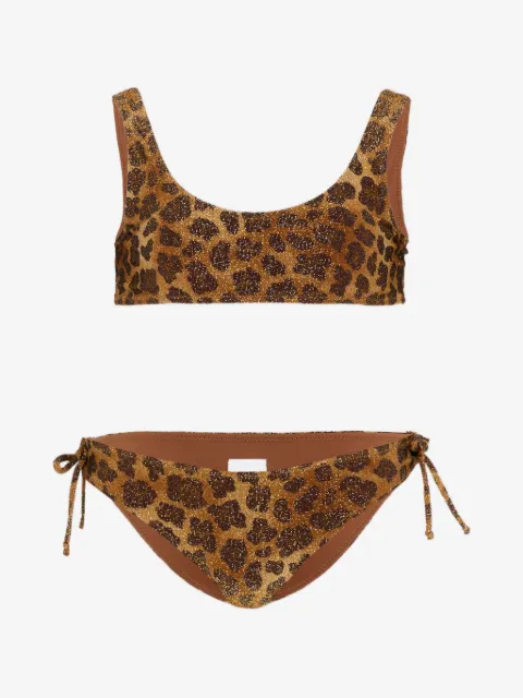 MC2 Saint Barth Kids Taffy Bikini im Glitter-Look mit Leoparden-Print