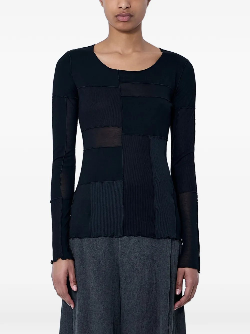 Limi Feu patchwork long-sleeve T-shirt - Nero