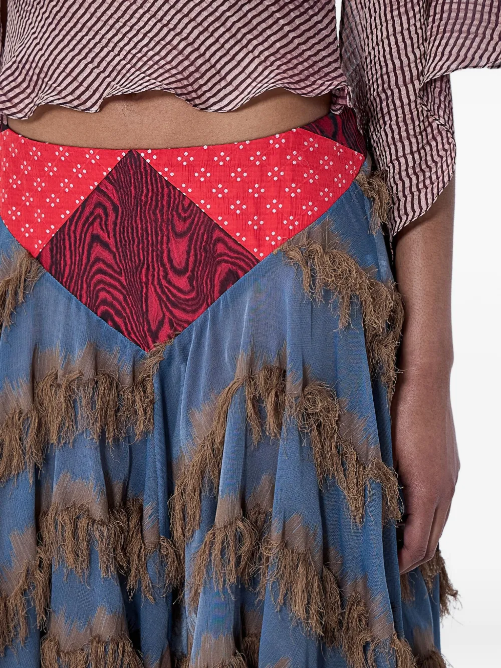 Kiko Kostadinov Midi-rok met franje Blauw