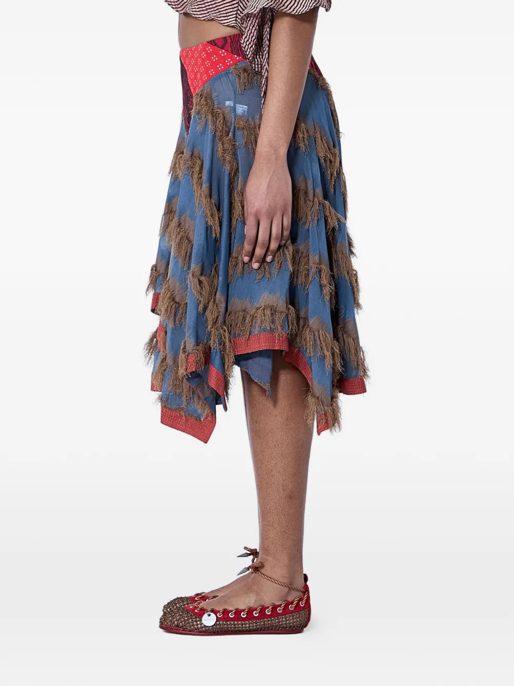 Kiko Kostadinov Midi-rok met franje Blauw