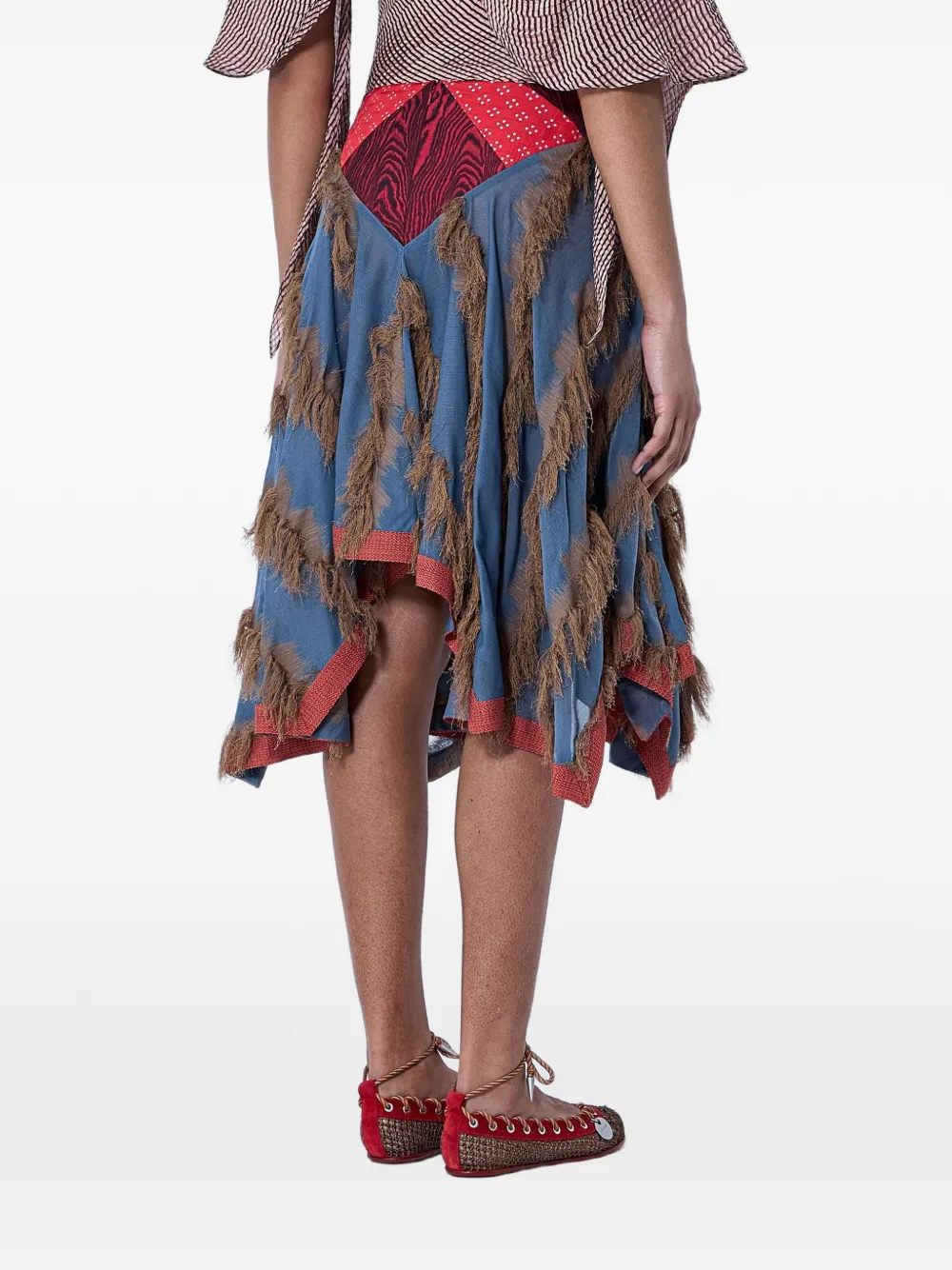 Kiko Kostadinov Midi-rok met franje Blauw