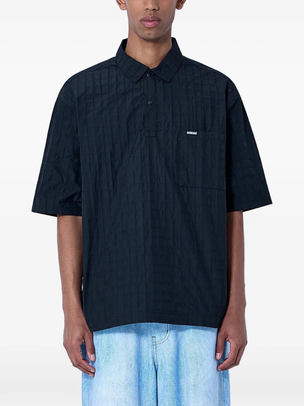 Metalwood Studio Snap textured polo shirt - Schwarz