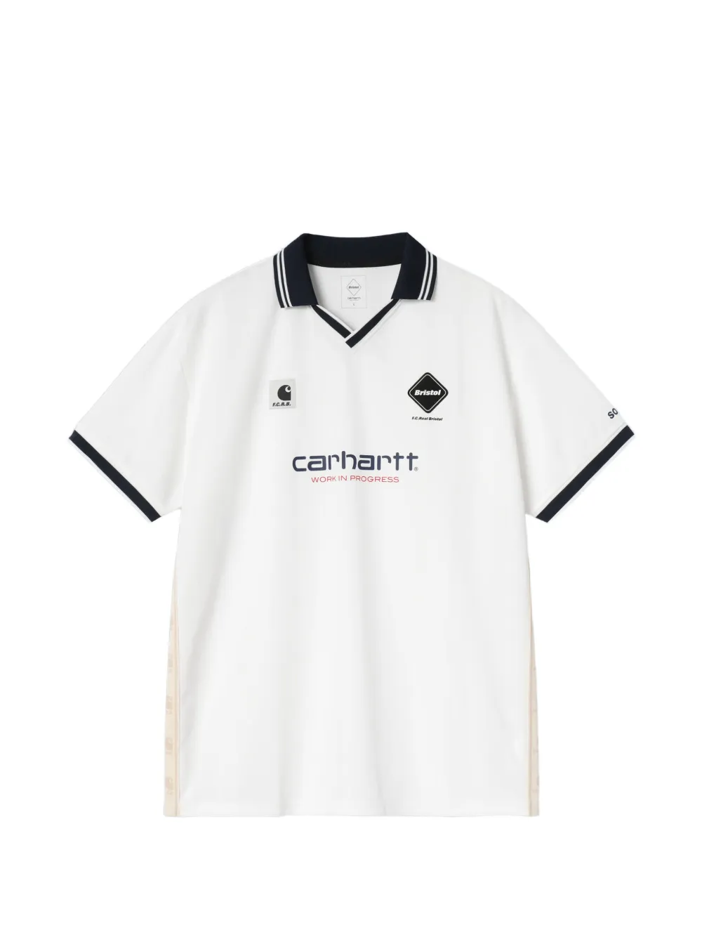 Carhartt WIP x F.C.Real Bristol logo-motif V-neck T-shirt - Weiß