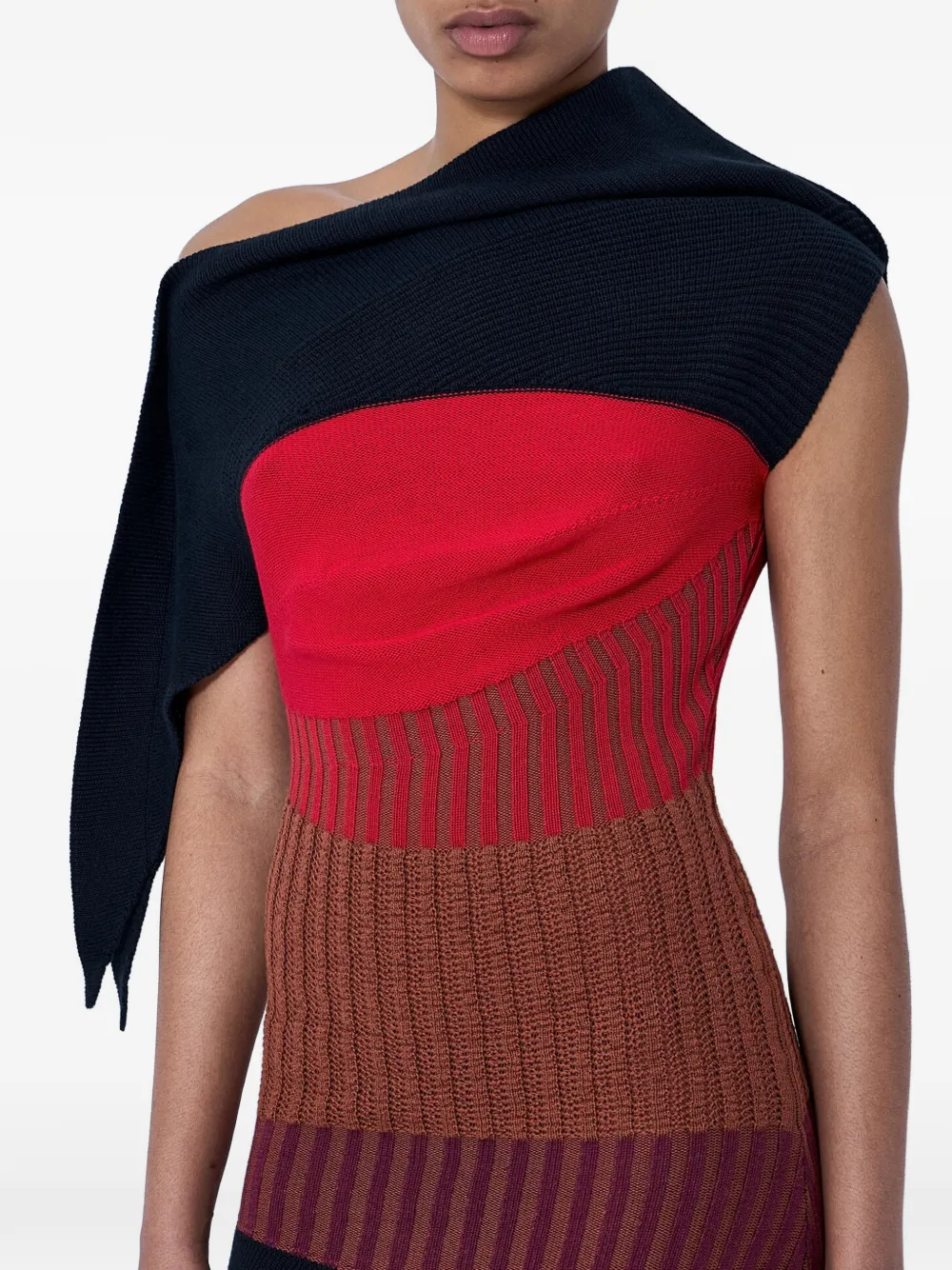 Kiko Kostadinov Midi-jurk met asymmetrische hals Zwart