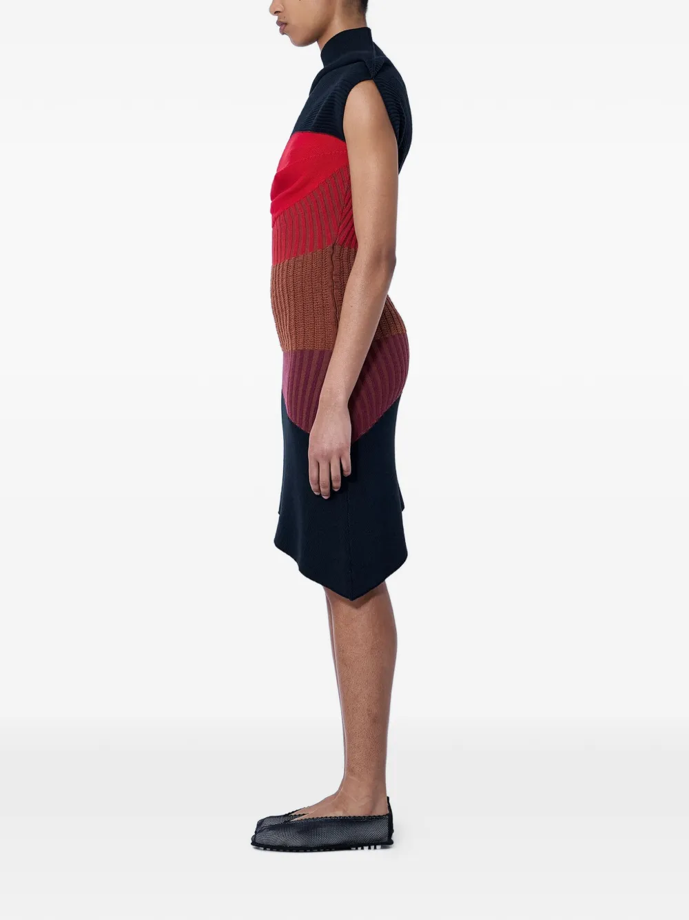 Kiko Kostadinov Midi-jurk met asymmetrische hals Zwart