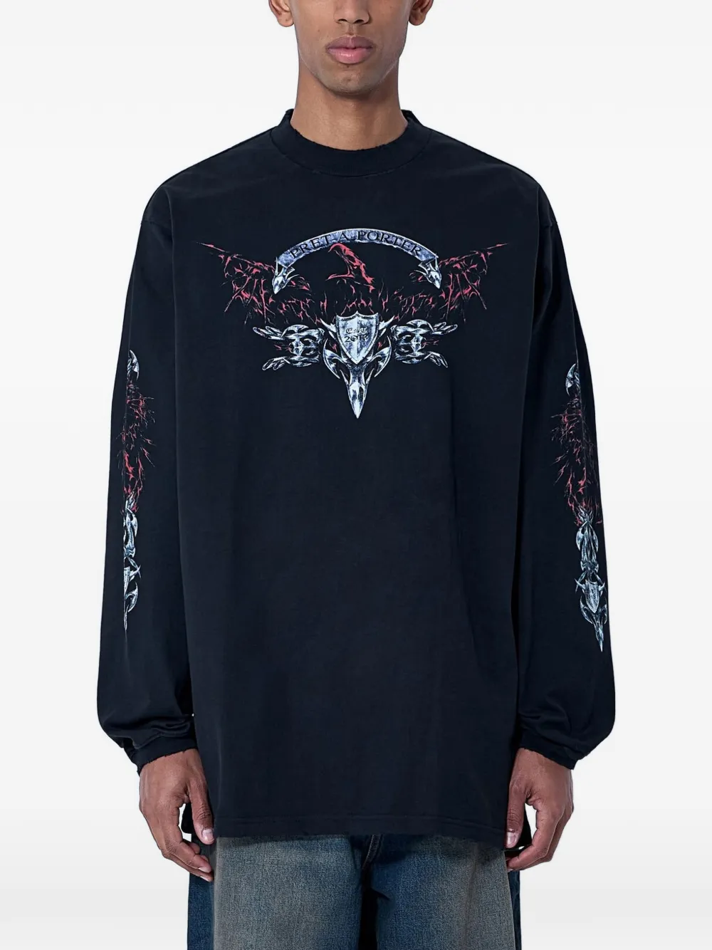 VETEMENTS graphic-print long-sleeved T-shirt - Nero