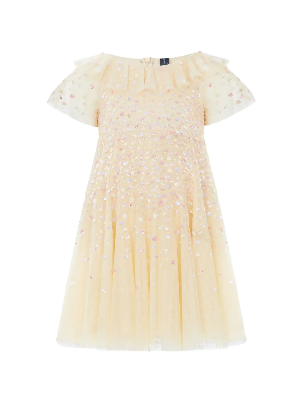 Needle & Thread Kids' Candy Dot Sequin-embellished Ruffled Dress In Neutral