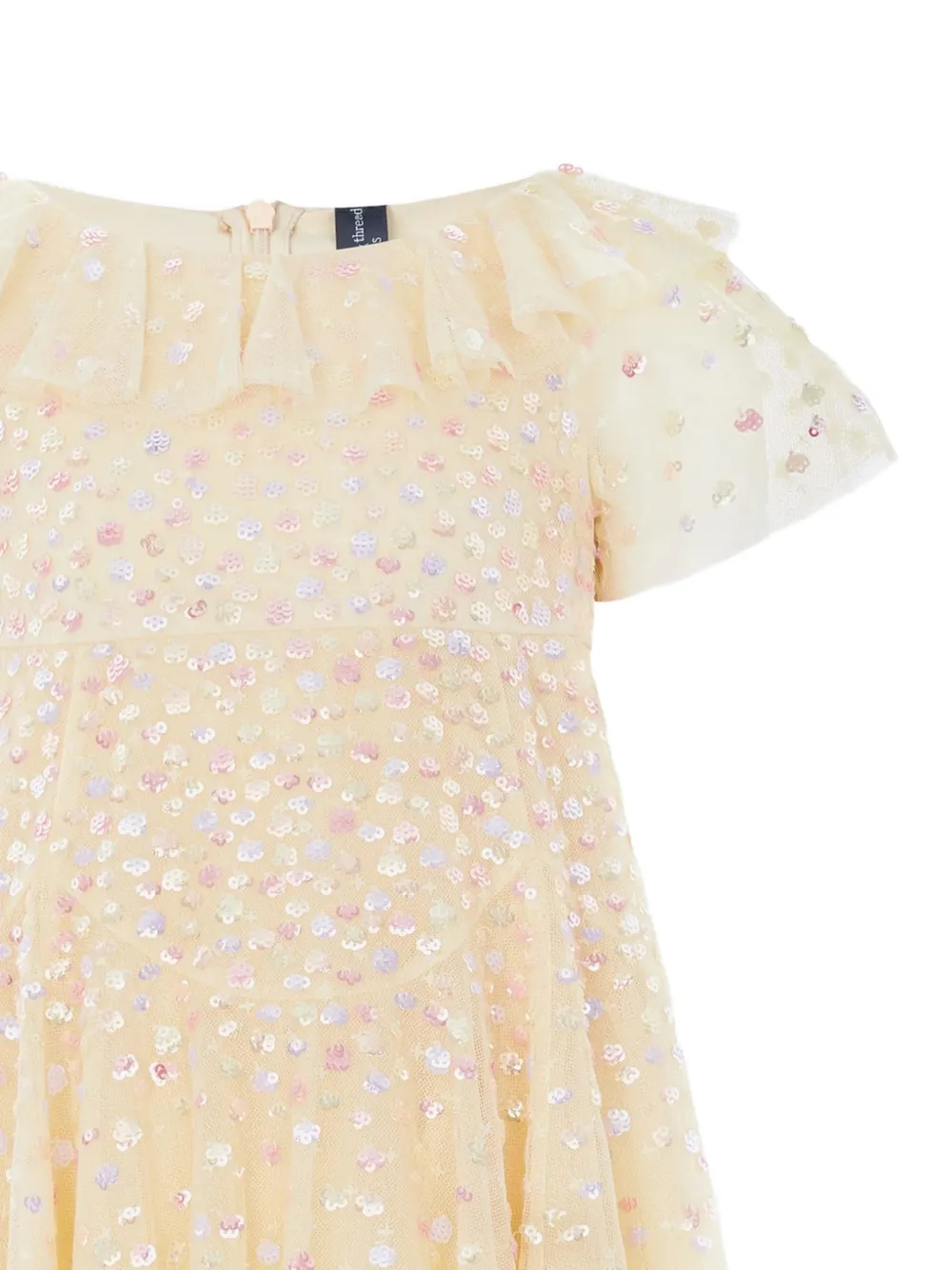 NEEDLE & THREAD KIDS Candy Dot jurk verfraaid met pailletten en ruches Beige