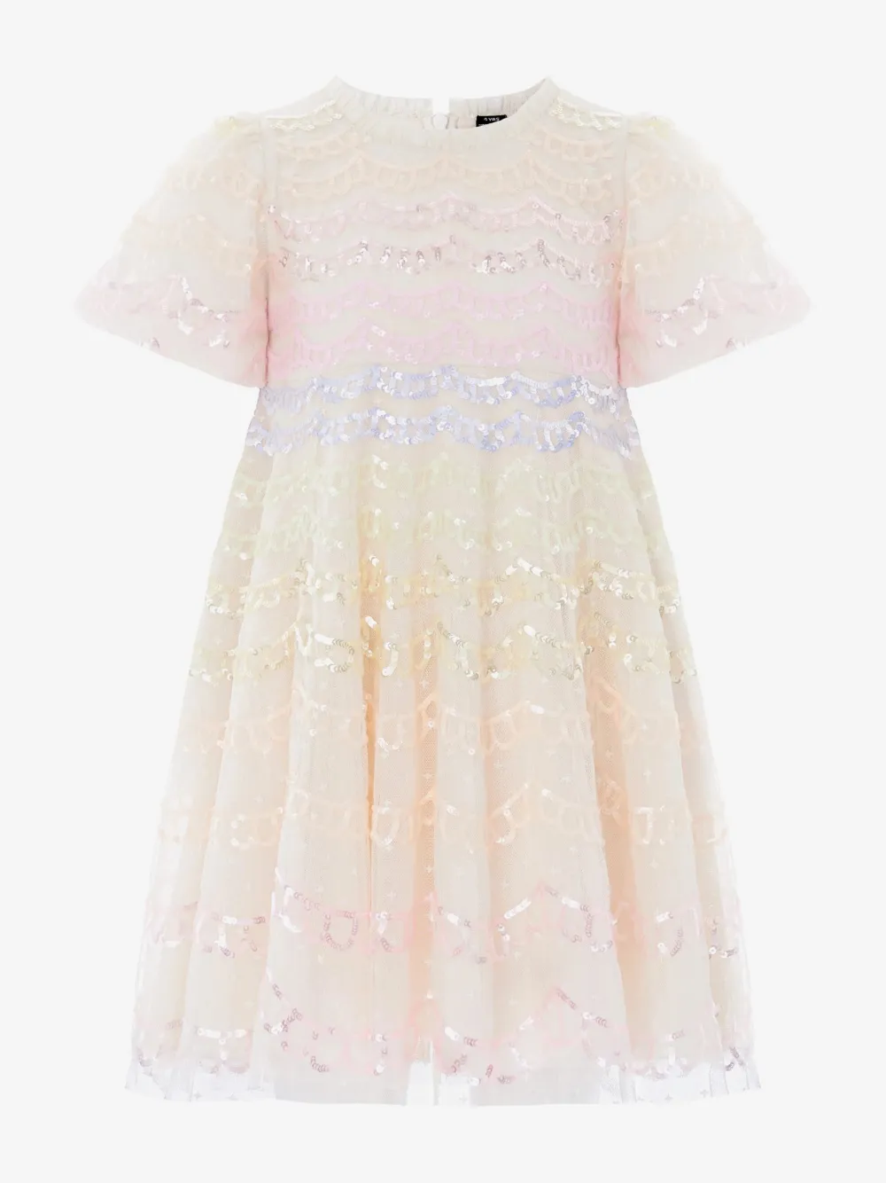 NEEDLE & THREAD KIDS Abito con ruches e paillettes - Toni neutri