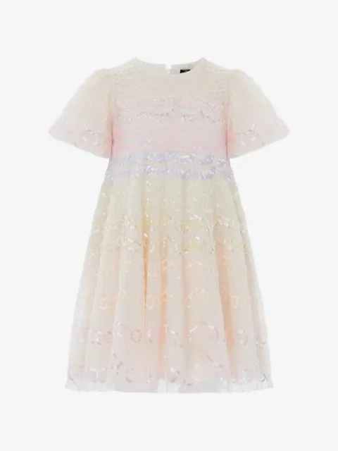 NEEDLE & THREAD KIDS vestido bordado con lentejuelas